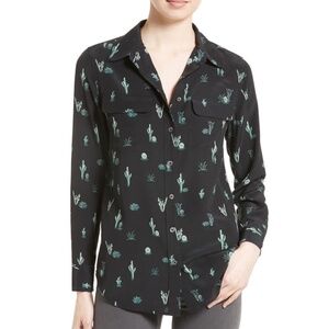 Equipment Slim Signature Cactus Print Silk Shirt Small